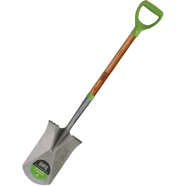 Ames Garden Spade, 814 in W Blade, Steel Blade, Hardwood Handle, DShaped Handle, 24 in L Handle - 2593800