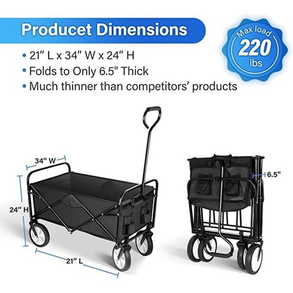 Ipower Gardern Cart  max220 lbs, Black - GLCARTGARDEN220B