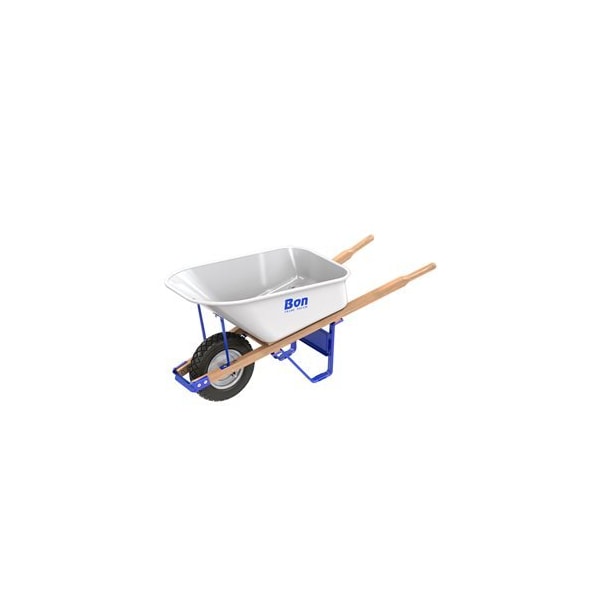 Bon Tool Barrow - Steel Tray - 6 Cubic Feet - Single Flat Free Tire - Wood Handle - 34-233