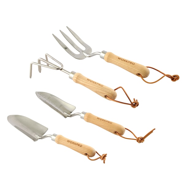 Prime-Line WORKPRO 4 Piece Garden Tool Set - Heavy-Duty Stainless Steel, Includes 4 Hand Tools 1 Kit - W005010WE