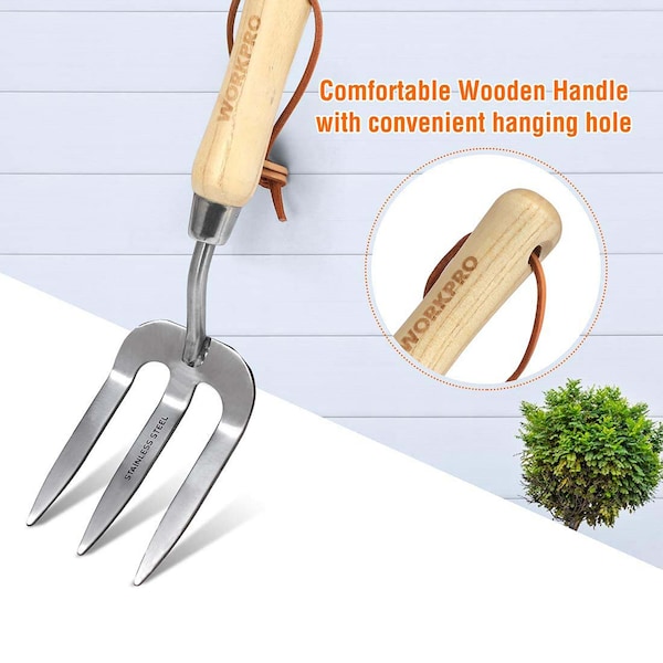 Prime-Line WORKPRO 4 Piece Garden Tool Set - Heavy-Duty Stainless Steel, Includes 4 Hand Tools 1 Kit - W005010WE