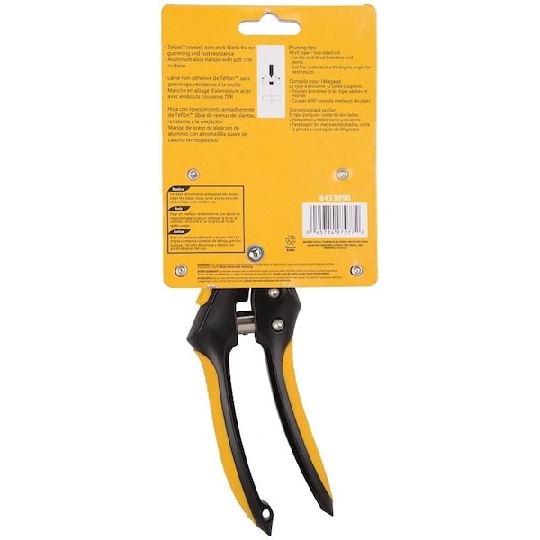 Landscapers Select Pruning Shear, 1/2 in Cutting Capacity, Steel Blade, Aluminum Handle, Cushion-Grip Handle - GP1409