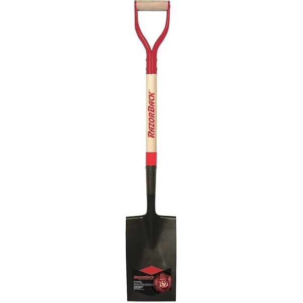 Razor-Back Border Spade, 7 in W Blade, Steel Blade, Wood Handle, D-Grip Handle, 28 in L Handle - 46201