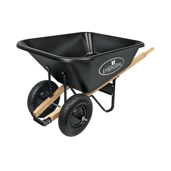 Landscapers Select Wheelbarrow, Polypropylene CoPolymer, 2Wheel, Pneumatic Wheel, 16 in Wheel - 34565