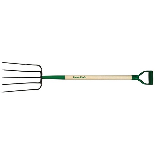 Razor-Back Compost Fork, 9 in W Tine, 1212 in L Tines, Oval Tine, 5 Tine, Steel Tine, Hardwood Handle - 2827200