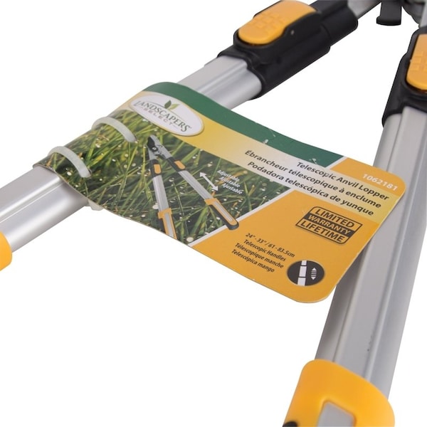 Landscapers Select Anvil Lopper, 1-1/4 in Cutting Capacity, Steel Blade, Aluminum Handle, 24 to 33 in OAL - GL74126