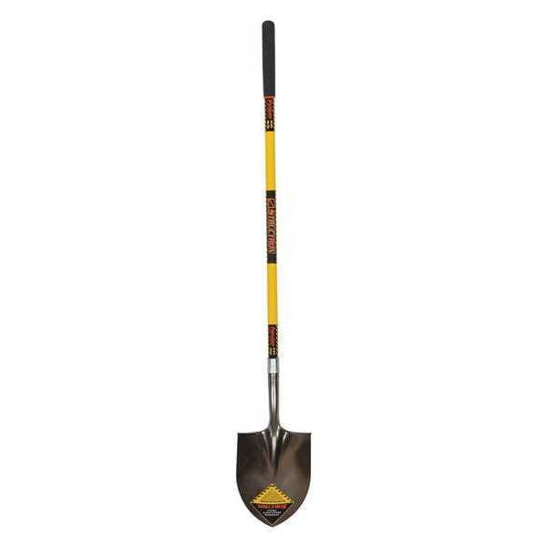 Structron Round Point Shovel, Steel Blade, Rear Rolled Step, 48 in L Premium Fiberglass Handle - 49730