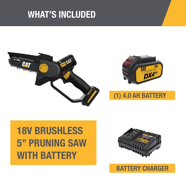 Caterpillar Cat 18V Brushless 5 in. Pruning Saw, Battery and Charger Included - DG231