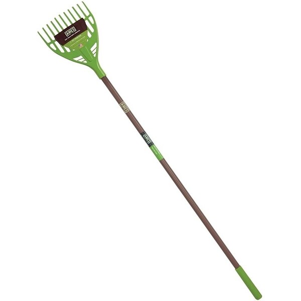 Ames Shrub Rake, 65-1/8 in OAL, 11-Tine, Polypropylene Tine, Steel Handle, Cushion-Grip Handle, 60 in L Handle - 2915900