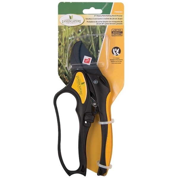 Landscapers Select Pruning Shear, 7/8 in Cutting Capacity, Steel Blade, Aluminum Handle, Anvil Blade, Cushion-Grip Handle - TP1501