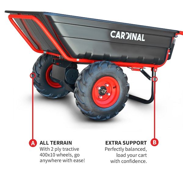 Cardinal Heavy Duty Electric Utility Cart 40V Battery-Powered Wheelbarrow 660-lb. Bucket Capacity - CKART300E