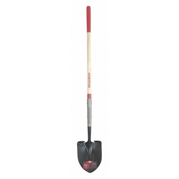 Razor-Back Round Point Shovel, Forged Steel Blade, 48 in L Hard Wood Handle - 2593600