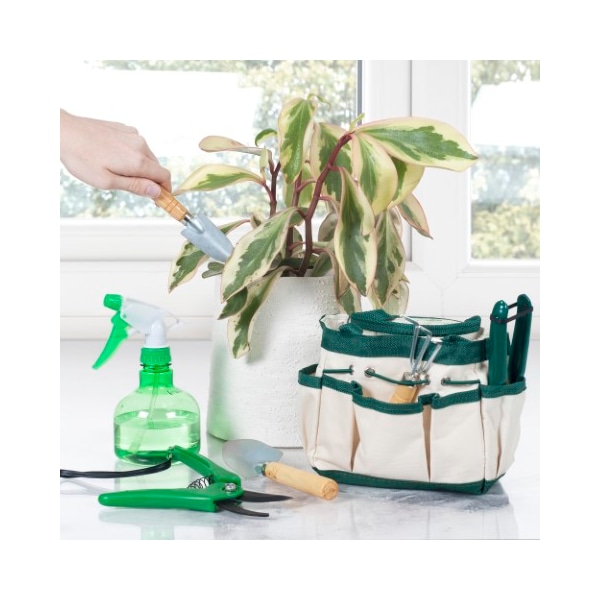 Nature Spring 7-Piece Gardening Tool Set, Mini Planting, Repotting Kit and Carrying Tote Bag Organizer - 616984FER