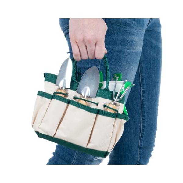 Nature Spring 7-Piece Gardening Tool Set, Mini Planting, Repotting Kit and Carrying Tote Bag Organizer - 616984FER
