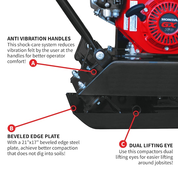 Tomahawk Power 5.5 HP Honda Vibratory Plate Compactor Tamper Gravel Soil Compaction - TPC80H
