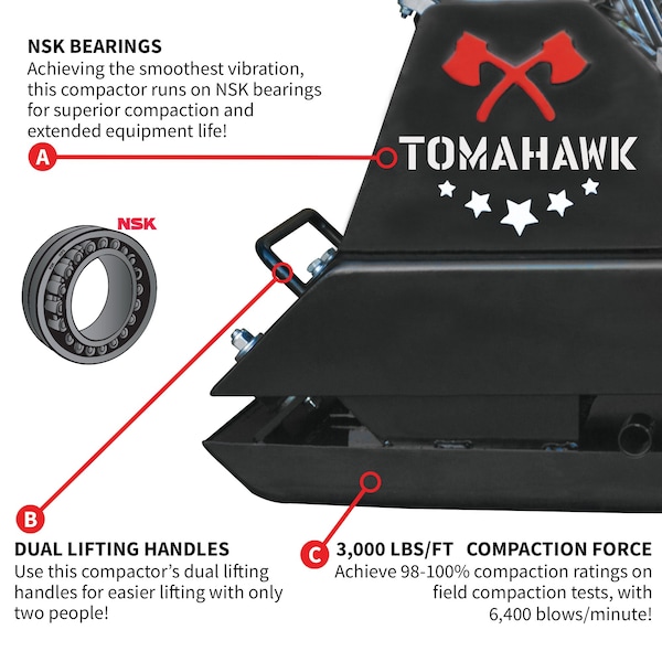 Tomahawk Power 5.5 HP Honda Vibratory Plate Compactor Tamper Gravel Soil Compaction - TPC80H