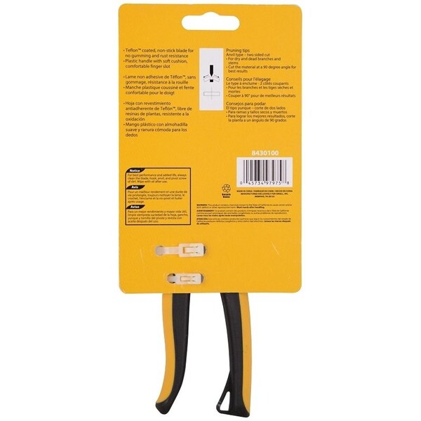 Landscapers Select Pruning Shear, 1/2 in Cutting Capacity, Steel Blade, Plastic Handle, Cushion-Grip Handle - GP1036