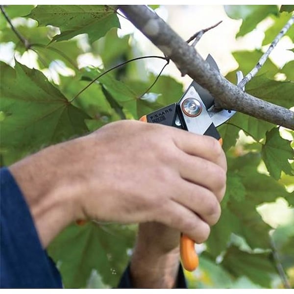 Fiskars PRO 3949511001 Pruner, 1 in Cutting Capacity, HCS Blade, Curved Blade, Cast Aluminum Handle - 394951-1002