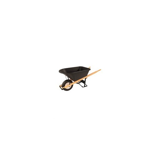 Bon Tool Barrow, Poly 5 3/4 Cubic Feet Tray, Single Flatfree Tire Wood Handle - 28-704