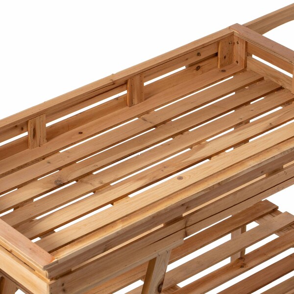 Vintiquewise Large Wooden 3 Tier Rolling Table Cart with 2 Wheels and Shelves - QI004292