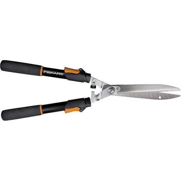Fiskars 91696935 Hedge Shear, Serrated Blade, 10 in L Blade, Steel Blade, Steel Handle, Telescopic Handle - 391690-1013/91696