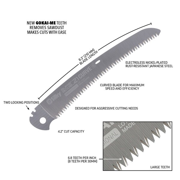 Silky Super Accel 21 Curve 210mm Professional Series Replacement Blade Only - 729-21