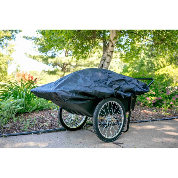 Polar Trailer 10 Cu. Ft. Heavy Duty Utility Garden Cart, Wheelbarrow with Handle, 20in Solid Rubber Wheels, Black - 8376