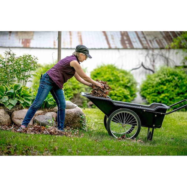 Polar Trailer 10 Cu. Ft. Heavy Duty Utility Garden Cart, Wheelbarrow with Handle, 20in Solid Rubber Wheels, Black - 8376