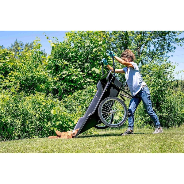 Polar Trailer 10 Cu. Ft. Heavy Duty Utility Garden Cart, Wheelbarrow with Handle, 20in Solid Rubber Wheels, Black - 8376