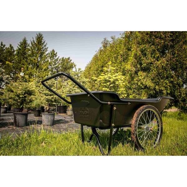 Polar Trailer 10 Cu. Ft. Heavy Duty Utility Garden Cart, Wheelbarrow with Handle, 20in Solid Rubber Wheels, Black - 8376