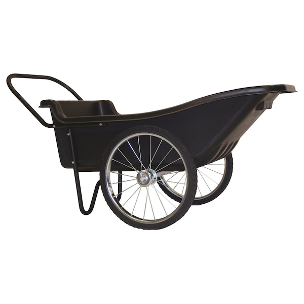 Polar Trailer 10 Cu. Ft. Heavy Duty Utility Garden Cart, Wheelbarrow with Handle, 20in Solid Rubber Wheels, Black - 8376
