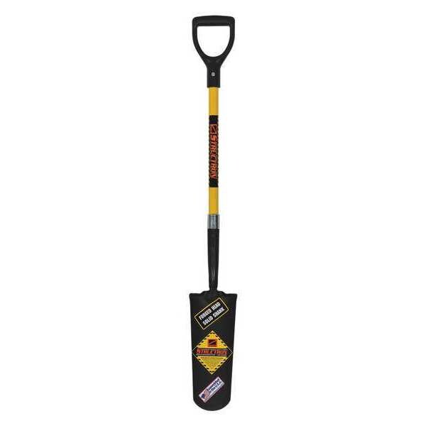 Structron Drain Spade Shovel, Forward Turn Step, 29 in L Yellow Premium Fiberglass Handle - 49577