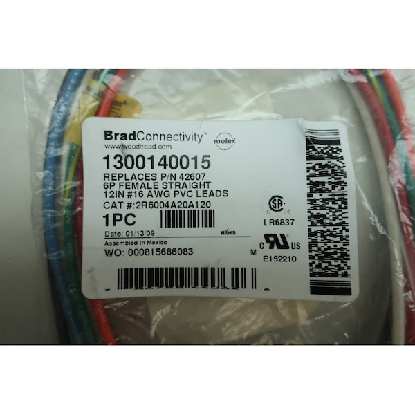 Brad Harrison 2R6004A20A120 Conector recto hembra de 12 pulgadas de 6 pines - 2R6004A20A120