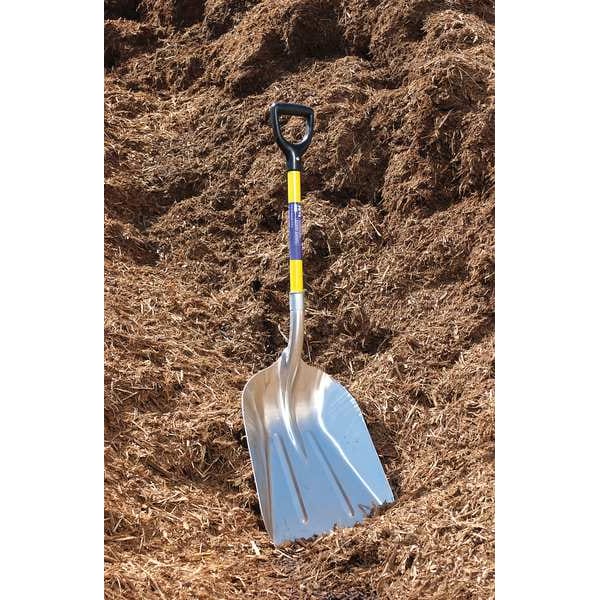 Westward No. 12 14 ga Grain Scoop, Aluminum Blade, 26-1/4 in L, Yellow, Fiberglass Handle - 3YU77
