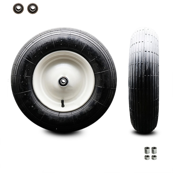Service Caster 16" UNV Wheelbarrow Wheel w/5/8" Bore - Spacers for 3" to 6" Hub Length Included - SCC-FPB480-8C-3-6HL-SPACERS-58