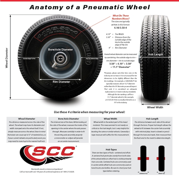 Service Caster 16" UNV Wheelbarrow Wheel w/5/8" Bore - Spacers for 3" to 6" Hub Length Included - SCC-FPB480-8C-3-6HL-SPACERS-58