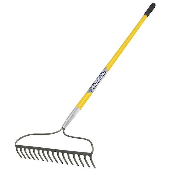 Vulcan Bow Rake, 17 in W Head, 16 Tine, Steel Tine, Steel Head, 60 in L Handle - 34548 R16-AMF