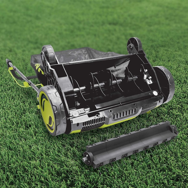 Sun Joe 15-Inch 13-Amp Electric Scarifier + Lawn Dethatcher w/13.2-Gallon Collection Bag - AJ805E