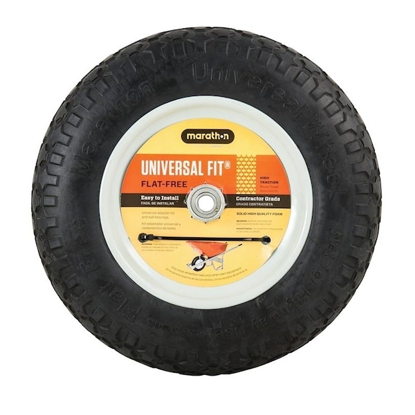 Mtd 00 Wheelbarrow Wheel, 1412 in Dia Tire, Knobby Tread, Polyurethane Tire - 270