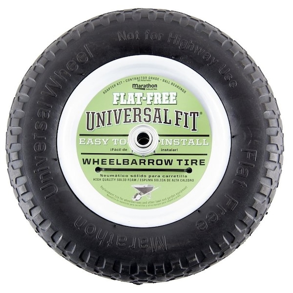 Mtd 00 Wheelbarrow Wheel, 1412 in Dia Tire, Knobby Tread, Polyurethane Tire - 270