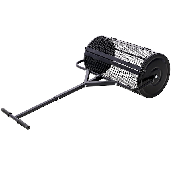 Edendirect 60 lbs. 24 inch Metal Mesh Peat Moss Handheld Spreader with T shaped Handle, Black - IR-W46580849