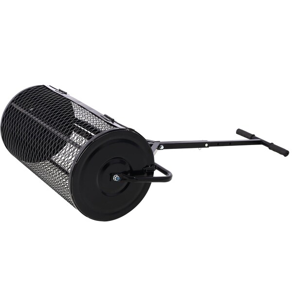 Edendirect 60 lbs. 24 inch Metal Mesh Peat Moss Handheld Spreader with T shaped Handle, Black - IR-W46580849
