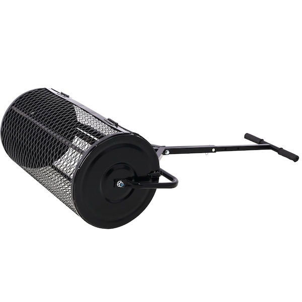 Edendirect 60 lbs. 24 inch Metal Mesh Peat Moss Handheld Spreader with T shaped Handle, Black - IR-W46580849