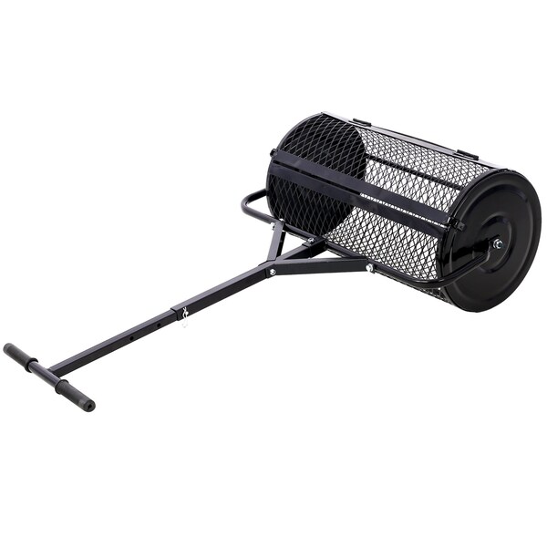 Edendirect 60 lbs. 24 inch Metal Mesh Peat Moss Handheld Spreader with T shaped Handle, Black - IR-W46580849