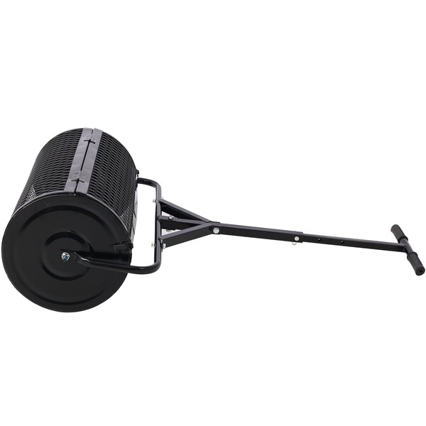 Edendirect 60 lbs. 24 inch Metal Mesh Peat Moss Handheld Spreader with T shaped Handle, Black - IR-W46580849