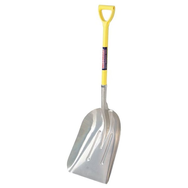 Westward Scoop Shovel, #12 Blade, Aluminum Blade, 27 in L Yellow Fiberglass Handle - 12U492
