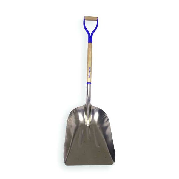 Westward No. 12 14 ga Grain Scoop, Aluminum Blade, 29-1/2 in L Natural Wood Handle - 1WG35