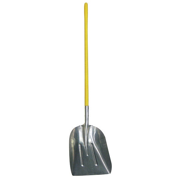 Westward No. 10 16 ga Scoop Shovel, Aluminum Blade, 48 in L Yellow Fiberglass Handle - 4LVR5