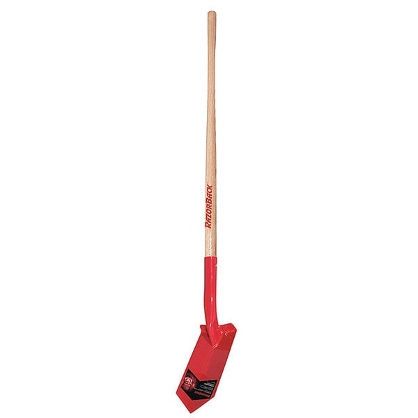 Razor-Back Trenching Shovel, 13 ga Steel Blade, Forward Turn Step, 48 in L Natural Wood Handle - 47025