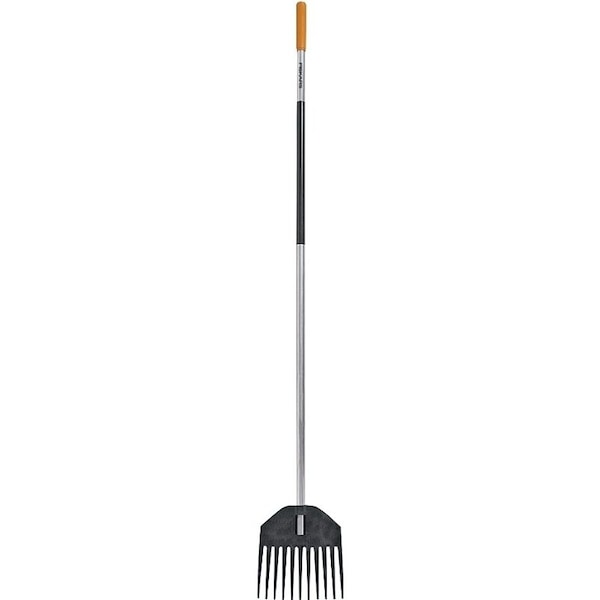 Fiskars 96615935 Shrub Rake, 66 in OAL, 11-Tine, Plastic Tine, Aluminum Handle, Ergonomic Handle, 63 in L Handle - 396610-1001